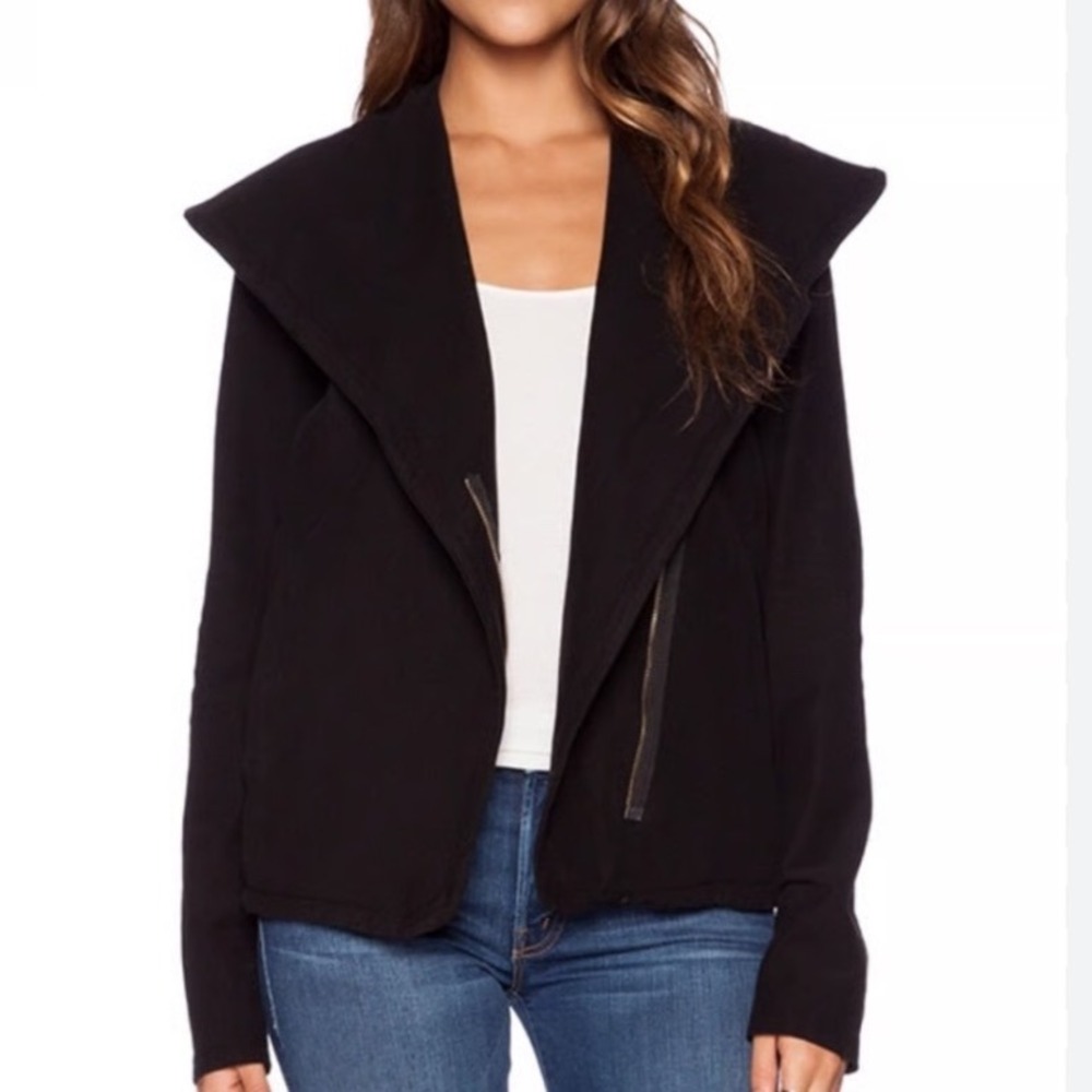 James Perse Black Asymmetrical Zip Moto‎ Jacket Size 2 (Medium) USA Minimalist